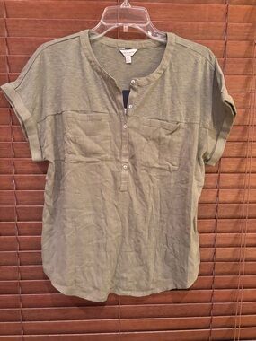 Lucky Brand Olive Short-Sleeve Button Placket Shirt